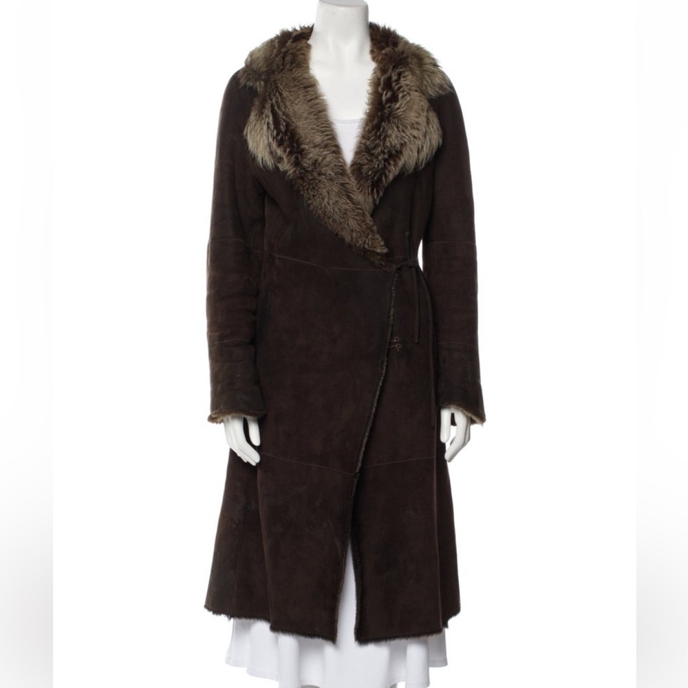 Women's Brown Faux Fur Trim Coat